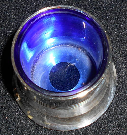 Vintage John Turton & Co A1 Silver Plate Container with Cobalt Blue Glass Insert