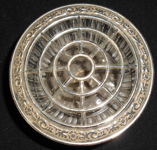 Vintage Silver Plate on Zinc Glass Rose Bowl