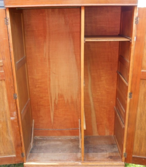 Vintage Teak 2 Door Hanging Closet and Cupboard