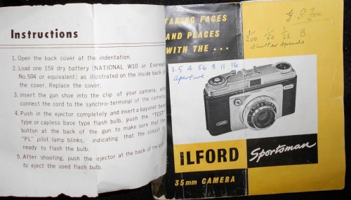West German ilford Sportsman 35mm Camera with National Hyper Flash Gun
