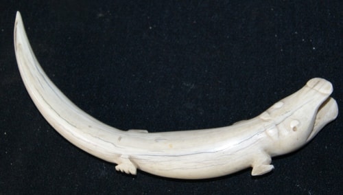 Vintage Hand Carved Bone Crocodile