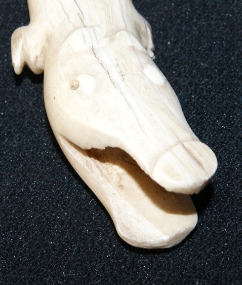 Vintage Hand Carved Bone Crocodile