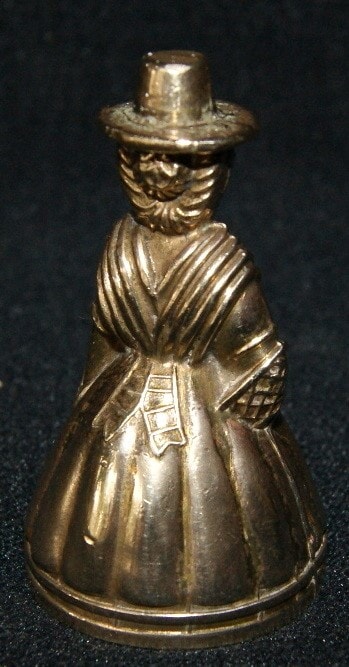 Solid Brass Lady Figurine Bell Ornament