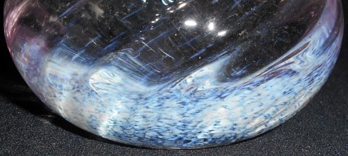 Art Glass Pink and Blue Swirl Rose Bowl