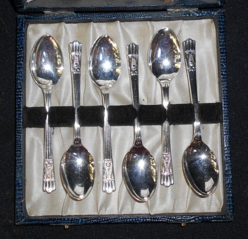 Vintage EPNS 6pc Silver Plated Yeoman Plate Tea Spoon  Set