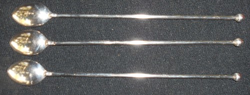 German Silver Plate Long Swizzle or Dessert Spoons
