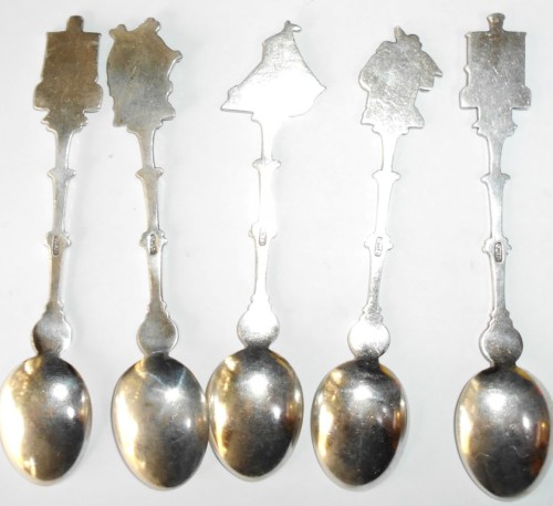 Vintage Set of 5 Themed Silver Plate Decorative Spoons