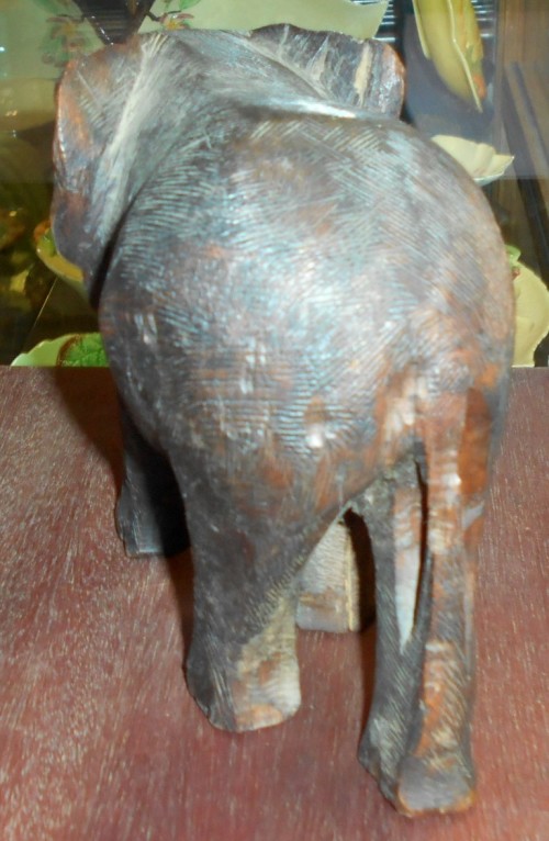 Vintage Hand Carved Large Wood Elephant