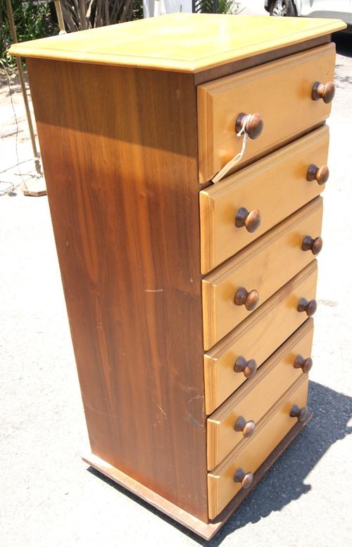 yellow wood/imbuia 6 drawers