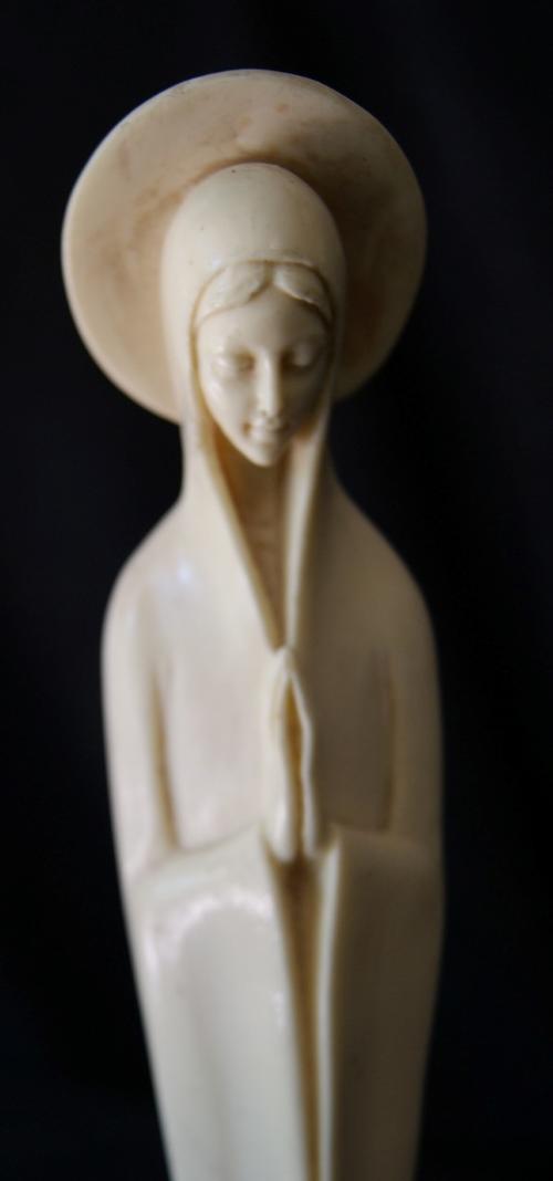 Vintage Mother Mary Bone Icon Figurine