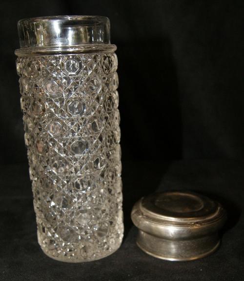 Vintage Silver Plate & Cut Glass Vanity Bottles