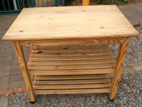 Pine Large Butchers Block/Kitchen Table with Casters