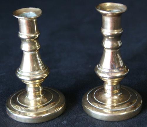 Brass Pair of Short Candle Sticks