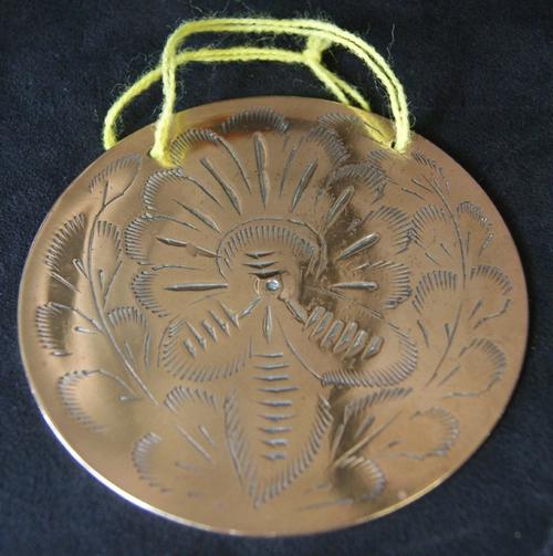 Vintage Etched Brass Decorative Hanging Disc