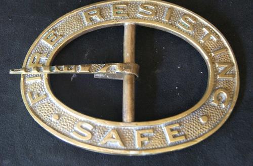 Rare Vintage Solid Brass ' Fire Resisting Safe ' Fireman's Belt Buckle