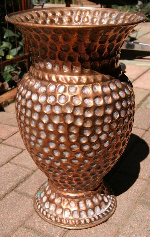Vintage Antique Large Hand Beaten Copper Vase 