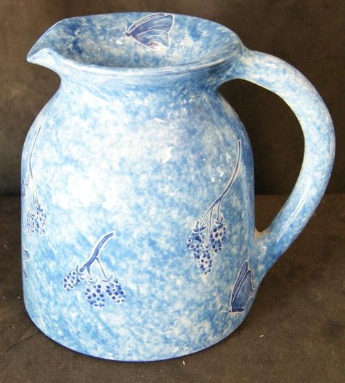 Vintage Mottled Blue Ceramic Jug