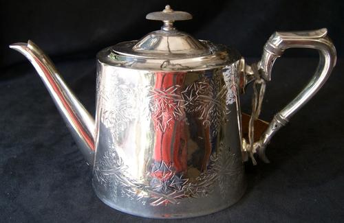 Vintage Hand Engraved Silver Plated Teapot