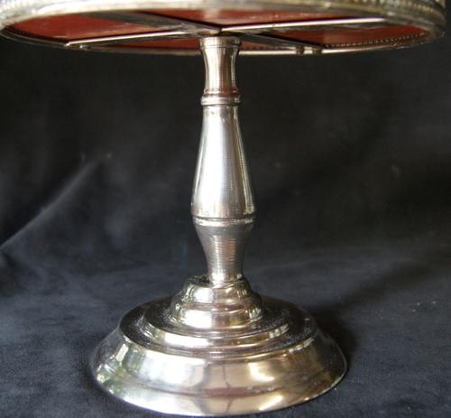 Vintage Pierced Silver Plated Mirrored Cake Stand
