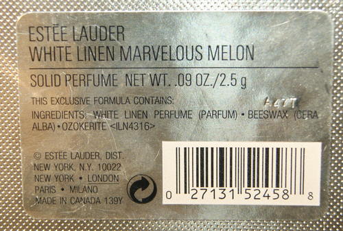 Vintage Estee Lauder 1996 Solid Perfume Marvelous Melon White Linen Fragrance