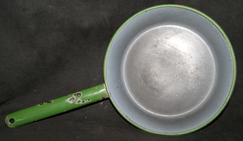 Vintage Green Enameled Frying Pan
