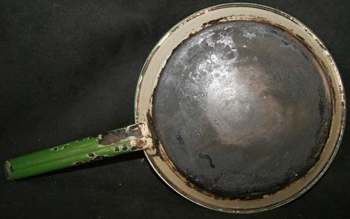 Vintage Green Enameled Frying Pan