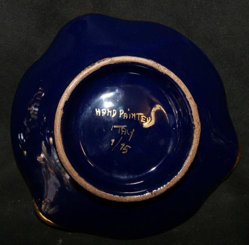 Vintage Italian Hand Painted Blue Bowl or Platter