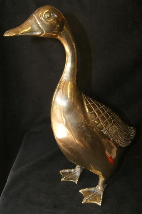 Massive Solid Brass Standing Goose