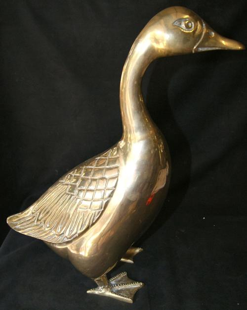 Massive Solid Brass Standing Goose