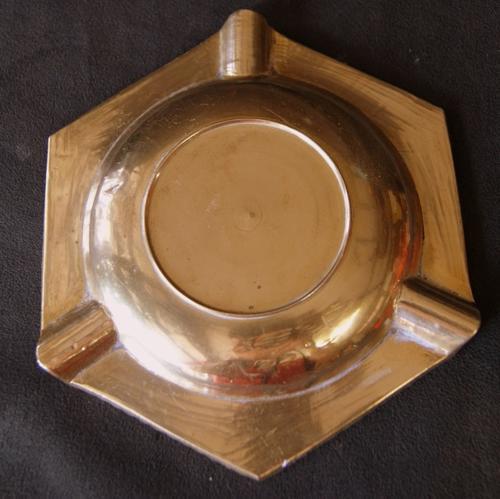 Vintage Solid Brass Engraved Ashtray