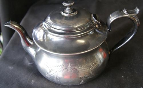 Vintage Blued Brittania Metal Silver Plated Tea Pot