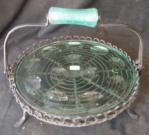 Vintage 12 Egg Glass Tray with Handle