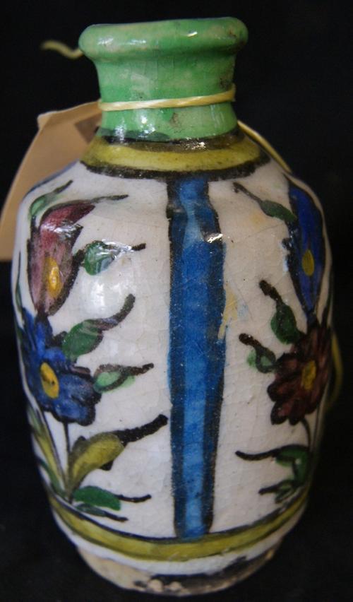 Rare Antique Persian Iznik Hand Painted Ceramic Vase