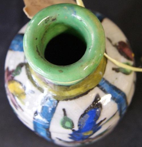 Rare Antique Persian Iznik Hand Painted Ceramic Vase
