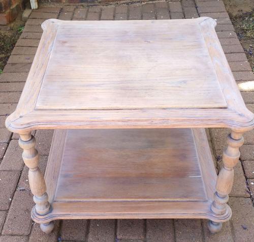Vintage Oak Whitewashed 2 Tier Occasional Coffee Table