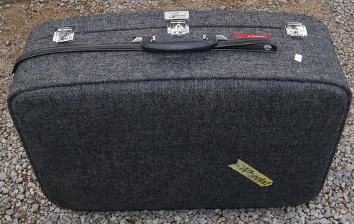 Vintage 1960's Skyway Grey Tweed Rolling Suitcase
