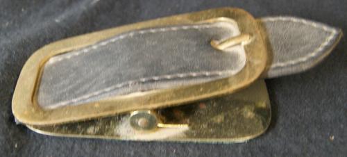 Vintage Brass and Leather Large Paper Clip