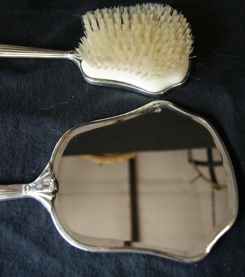 Vintage 3 Piece Delina Silver Plated Brush and Mirror Dressing Table Set