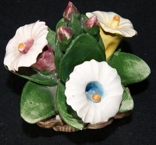 Vintage Ceramic Hand Painted Flowers in Basket