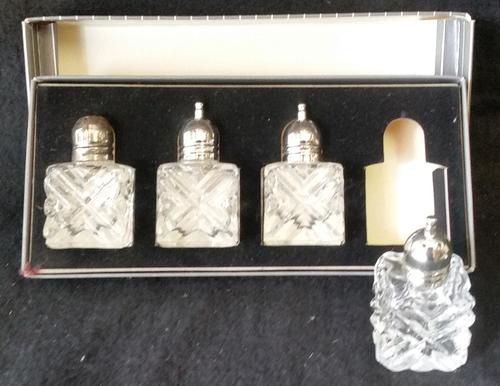 Vintage Silver Plated Glass Salt and Pepper Pair of Shakers