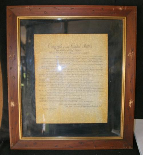 Vintage Congrefs of The United States "Bill of Rights" Framed Vellum Copy