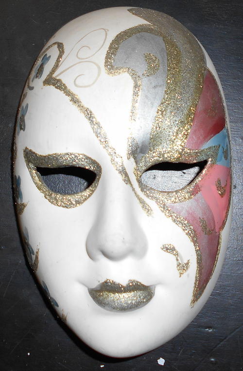 Vintage 70's Ceramic Pottery Glitter Masquerade Wall Mask