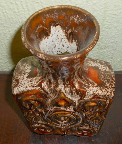 Vintage 70's Handmade Brown Ceramic Pottery Bottle