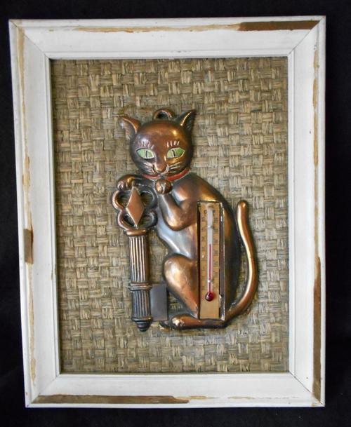 Vintage Copper Cat Thermometer
