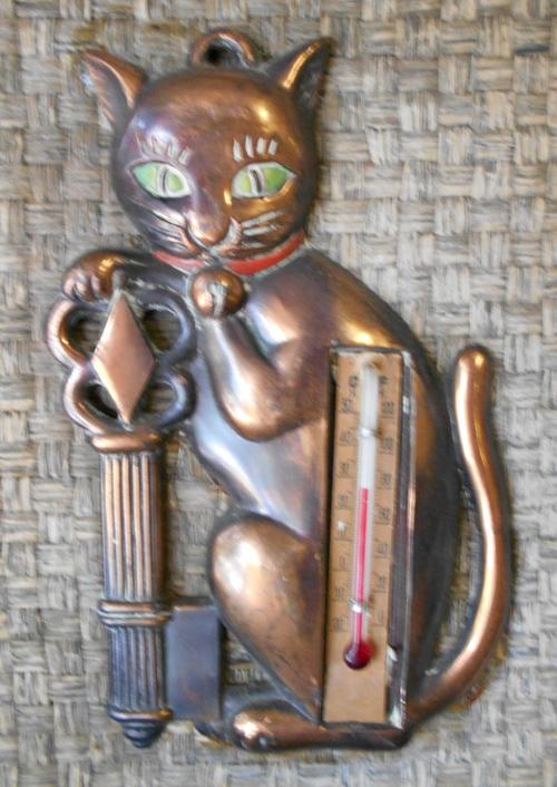 Vintage Copper Cat Thermometer