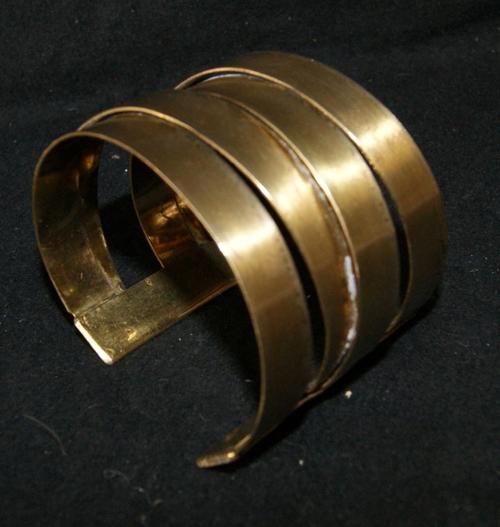 Vintage Solid Brass Handmade Banded Bangle