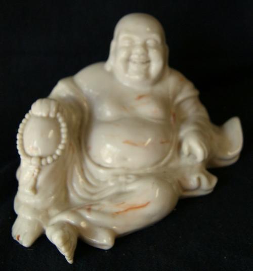 Vintage Large Oriental Reclining White Resin Laughing Buddha Statue