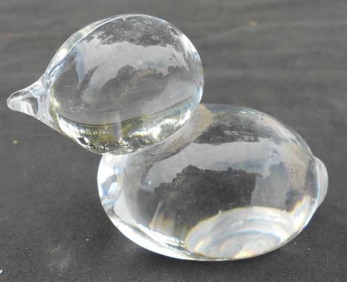 Vintage Small Glass Duck Paperweight