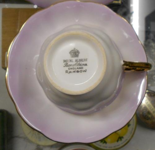 Vintage Royal Albert Rainbow Purple Cup, Saucer and Plate Trio