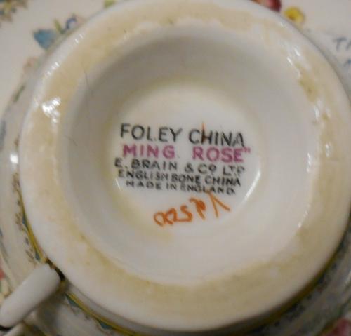 Vintage Foley Ming Rose Pattern Tea Cup, Saucer and Side Plate Trio